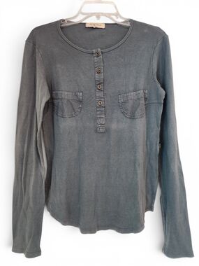 Vintage See By Chloé Soft Washed Slate Gray Long Sleeve Top Size 12 US